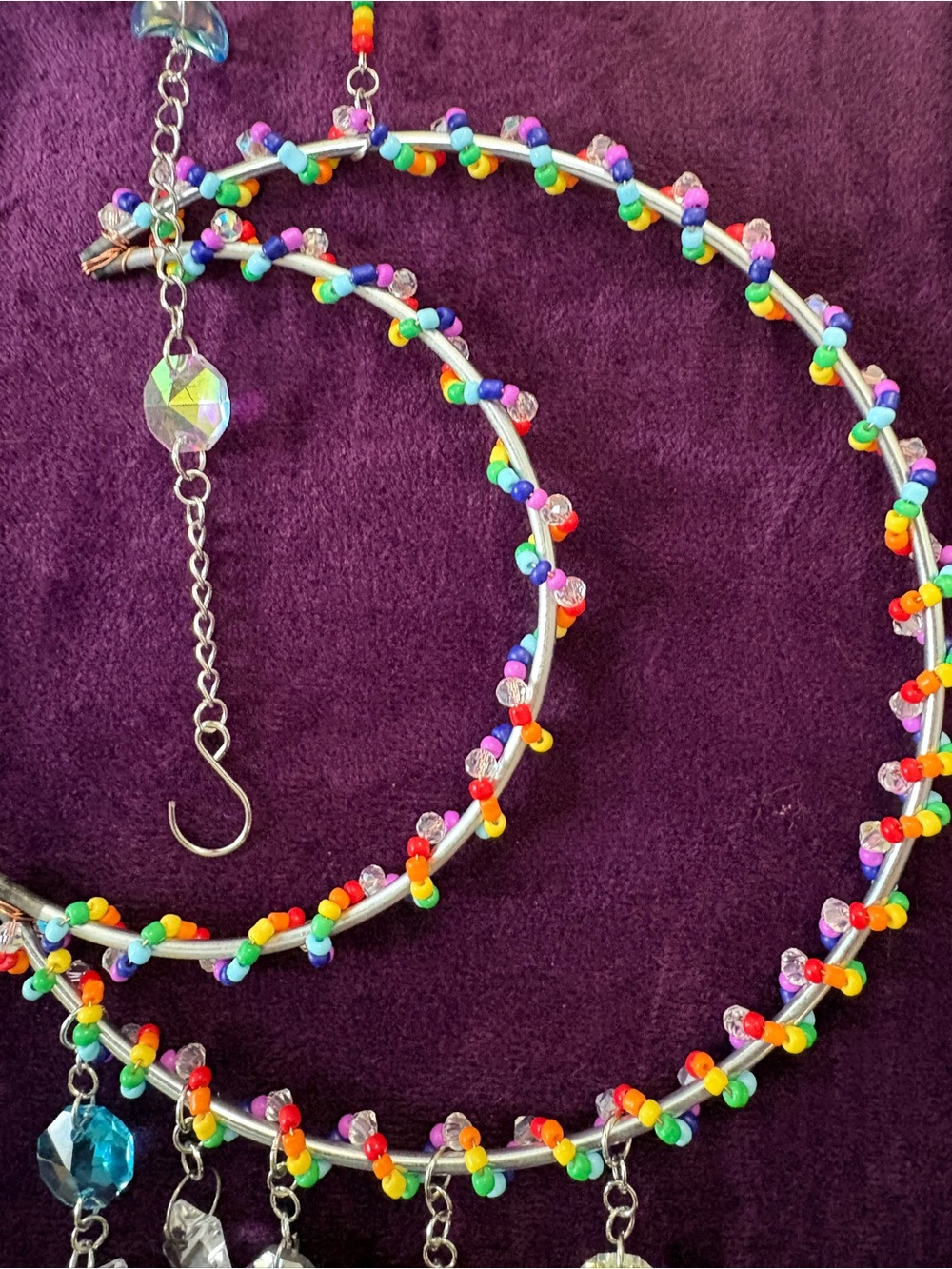 Rainbow Crescent Moon Hanging Sun-catcher R1 - Picture 8 of 10